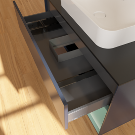 Тумба под раковину Villeroy & Boch Finion 100х50,1 см с подсветкой МДФ темно-синий матовый лак/стекло черное матовое F662GMHG