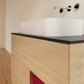 Тумба под раковину Villeroy & Boch Finion 100х50,1 см с подсветкой МДФ шпон дуба/стекло черное матовое F662HBPC