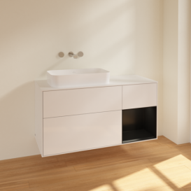 Тумба под раковину Villeroy & Boch Finion 120х50,1 см с подсветкой МДФ глянцевый белый лак/стекло белое матовое F691PDGF