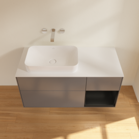 Тумба под раковину Villeroy & Boch Finion 120х50,1 см с подсветкой МДФ антрацит матовый лак/стекло белое матовое F691PDGK