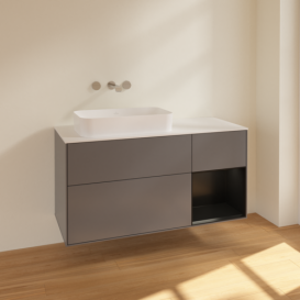 Тумба под раковину Villeroy & Boch Finion 120х50,1 см с подсветкой МДФ антрацит матовый лак/стекло белое матовое F691PDGK