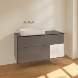 Тумба под раковину Villeroy & Boch Finion 120х50,1 см с подсветкой МДФ антрацит матовый лак/стекло черное матовое F692GFGK