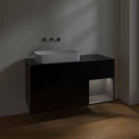 Тумба под раковину Villeroy & Boch Finion 120х50,1 см с подсветкой МДФ черный матовый лак/стекло черное матовое F692GKPD