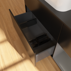 Тумба под раковину Villeroy & Boch Finion 120х50,1 см с подсветкой МДФ черный матовый лак/стекло черное матовое F692GKPD