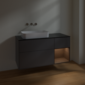Тумба под раковину Villeroy & Boch Finion 120х50,1 см с подсветкой МДФ антрацит матовый лак/стекло черное матовое F692GNGK