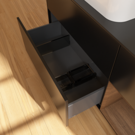 Тумба под раковину Villeroy & Boch Finion 120х50,1 см с подсветкой МДФ черный матовый лак/стекло черное матовое F692GNPD