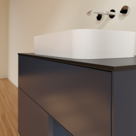 Тумба под раковину Villeroy & Boch Finion 100х50,1 см с подсветкой МДФ темно-синий матовый лак/стекло черное матовое F662HGHG
