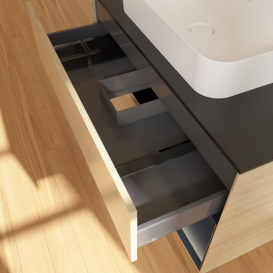 Тумба под раковину Villeroy & Boch Finion 100х50,1 см с подсветкой МДФ шпон дуба/стекло черное матовое F662HGPC