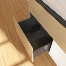 Тумба под раковину Villeroy & Boch Finion 100х50,1 см с подсветкой МДФ шпон дуба/стекло черное матовое F662MTPC