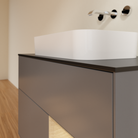 Тумба под раковину Villeroy & Boch Finion 100х50,1 см с подсветкой МДФ антрацит матовый лак/стекло черное матовое F662PCGK