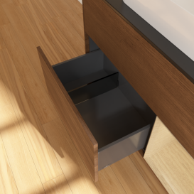 Тумба под раковину Villeroy & Boch Finion 100х50,1 см с подсветкой МДФ шпон грецкого ореха/стекло черное матовое F662PCGN