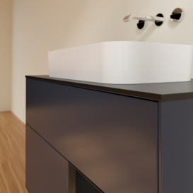 Тумба под раковину Villeroy & Boch Finion 100х50,1 см с подсветкой МДФ темно-синий матовый лак/стекло черное матовое F662PDHG