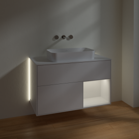 Тумба под раковину Villeroy & Boch Finion 100х50,1 см с подсветкой МДФ глянцевый белый лак/стекло белое матовое G661GFGF