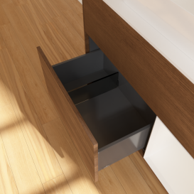 Тумба под раковину Villeroy & Boch Finion 100х50,1 см с подсветкой МДФ шпон грецкого ореха/стекло белое матовое G661GFGN