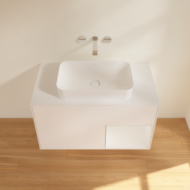 Тумба под раковину Villeroy & Boch Finion 100х50,1 см с подсветкой МДФ белый матовый лак/стекло белое матовое G661GFMT