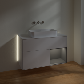 Тумба под раковину Villeroy & Boch Finion 100х50,1 см с подсветкой МДФ глянцевый белый лак/стекло белое матовое G661GKGF