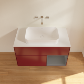 Тумба под раковину Villeroy & Boch Finion 100х50,1 см с подсветкой МДФ пион матовый лак/стекло белое матовое G661GKHB