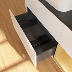 Тумба под раковину Villeroy & Boch Finion 120х50,1 см с подсветкой МДФ белый матовый лак/стекло черное матовое F692HFMT