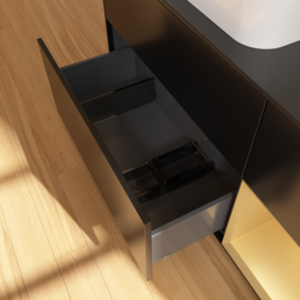 Тумба под раковину Villeroy & Boch Finion 120х50,1 см с подсветкой МДФ черный матовый лак/стекло черное матовое F692HFPD