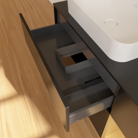 Тумба под раковину Villeroy & Boch Finion 120х50,1 см с подсветкой МДФ черный матовый лак/стекло черное матовое F692HFPD