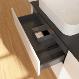 Тумба под раковину Villeroy & Boch Finion 120х50,1 см с подсветкой МДФ глянцевый белый лак/стекло черное матовое F692MTGF