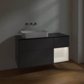Тумба под раковину Villeroy & Boch Finion 120х50,1 см с подсветкой МДФ антрацит матовый лак/стекло черное матовое F692MTGK