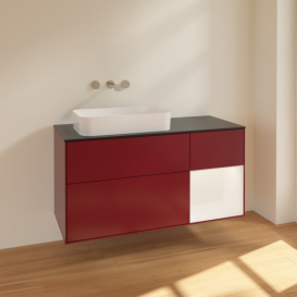 Тумба под раковину Villeroy & Boch Finion 120х50,1 см с подсветкой МДФ пион матовый лак/стекло черное матовое F692MTHB