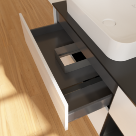 Тумба под раковину Villeroy & Boch Finion 120х50,1 см с подсветкой МДФ глянцевый белый лак/стекло черное матовое F692PDGF