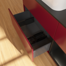 Тумба под раковину Villeroy & Boch Finion 120х50,1 см с подсветкой МДФ пион матовый лак/стекло черное матовое F692PDHB