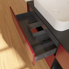 Тумба под раковину Villeroy & Boch Finion 120х50,1 см с подсветкой МДФ пион матовый лак/стекло черное матовое F692PDHB