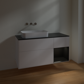 Тумба под раковину Villeroy & Boch Finion 120х50,1 см с подсветкой МДФ белый матовый лак/стекло черное матовое F692PDMT