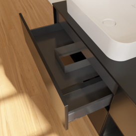 Тумба под раковину Villeroy & Boch Finion 120х50,1 см с подсветкой МДФ черный матовый лак/стекло черное матовое F692PDPD