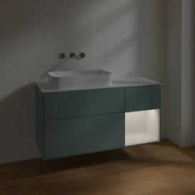 Тумба под раковину Villeroy & Boch Finion 120х50,1 см с подсветкой МДФ оливковый матовый лак/стекло белое матовое F691GFGM