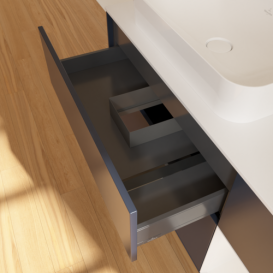 Тумба под раковину Villeroy & Boch Finion 120х50,1 см с подсветкой МДФ темно-синий матовый лак/стекло белое матовое F691GFHG