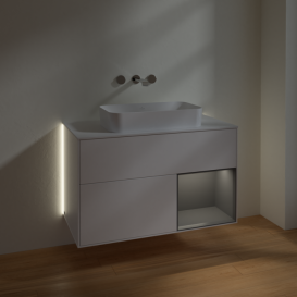 Тумба под раковину Villeroy & Boch Finion 100х50,1 см с подсветкой МДФ белый матовый лак/стекло белое матовое G661GKMT