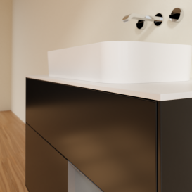 Тумба под раковину Villeroy & Boch Finion 100х50,1 см с подсветкой МДФ черный матовый лак/стекло белое матовое G661GKPD