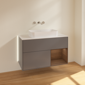 Тумба под раковину Villeroy & Boch Finion 100х50,1 см с подсветкой МДФ антрацит матовый лак/стекло белое матовое G661GNGK