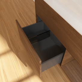 Тумба под раковину Villeroy & Boch Finion 100х50,1 см с подсветкой МДФ шпон грецкого ореха/стекло белое матовое G661GNGN