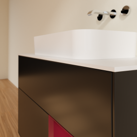 Тумба под раковину Villeroy & Boch Finion 100х50,1 см с подсветкой МДФ черный матовый лак/стекло белое матовое G661HBPD