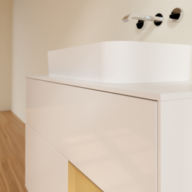 Тумба под раковину Villeroy & Boch Finion 100х50,1 см с подсветкой МДФ глянцевый белый лак/стекло белое матовое G661HFGF