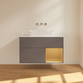 Тумба под раковину Villeroy & Boch Finion 100х50,1 см с подсветкой МДФ антрацит матовый лак/стекло белое матовое G661HFGK