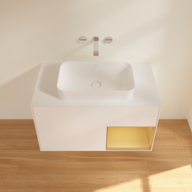 Тумба под раковину Villeroy & Boch Finion 100х50,1 см с подсветкой МДФ белый матовый лак/стекло белое матовое G661HFMT