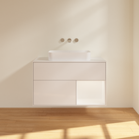 Тумба под раковину Villeroy & Boch Finion 100х50,1 см с подсветкой МДФ глянцевый белый лак/стекло белое матовое G661MTGF