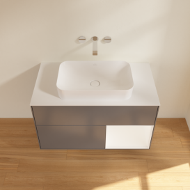 Тумба под раковину Villeroy & Boch Finion 100х50,1 см с подсветкой МДФ антрацит матовый лак/стекло белое матовое G661MTGK