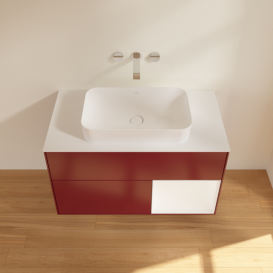 Тумба под раковину Villeroy & Boch Finion 100х50,1 см с подсветкой МДФ пион матовый лак/стекло белое матовое G661MTHB