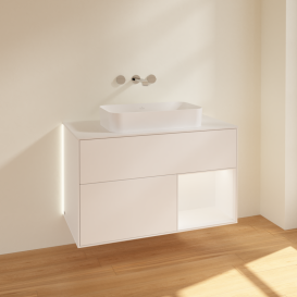 Тумба под раковину Villeroy & Boch Finion 100х50,1 см с подсветкой МДФ белый матовый лак/стекло белое матовое G661MTMT