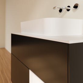 Тумба под раковину Villeroy & Boch Finion 100х50,1 см с подсветкой МДФ черный матовый лак/стекло белое матовое G661MTPD