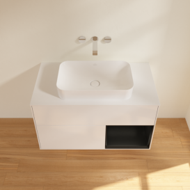 Тумба под раковину Villeroy & Boch Finion 100х50,1 см с подсветкой МДФ глянцевый белый лак/стекло белое матовое G661PDGF