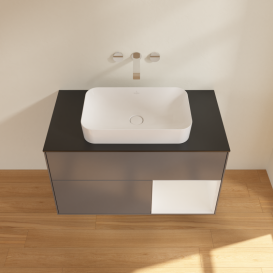 Тумба под раковину Villeroy & Boch Finion 100х50,1 см с подсветкой МДФ антрацит матовый лак/стекло черное матовое G662GFGK