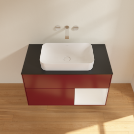 Тумба под раковину Villeroy & Boch Finion 100х50,1 см с подсветкой МДФ пион матовый лак/стекло черное матовое G662GFHB